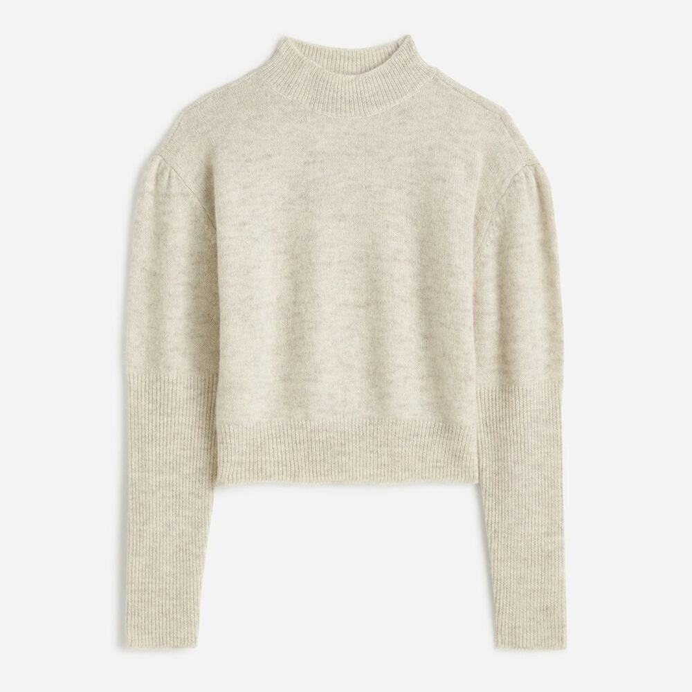 Madewell Alpaca-Blend Mockneck Puff Sleeve Sweater Size S NT581